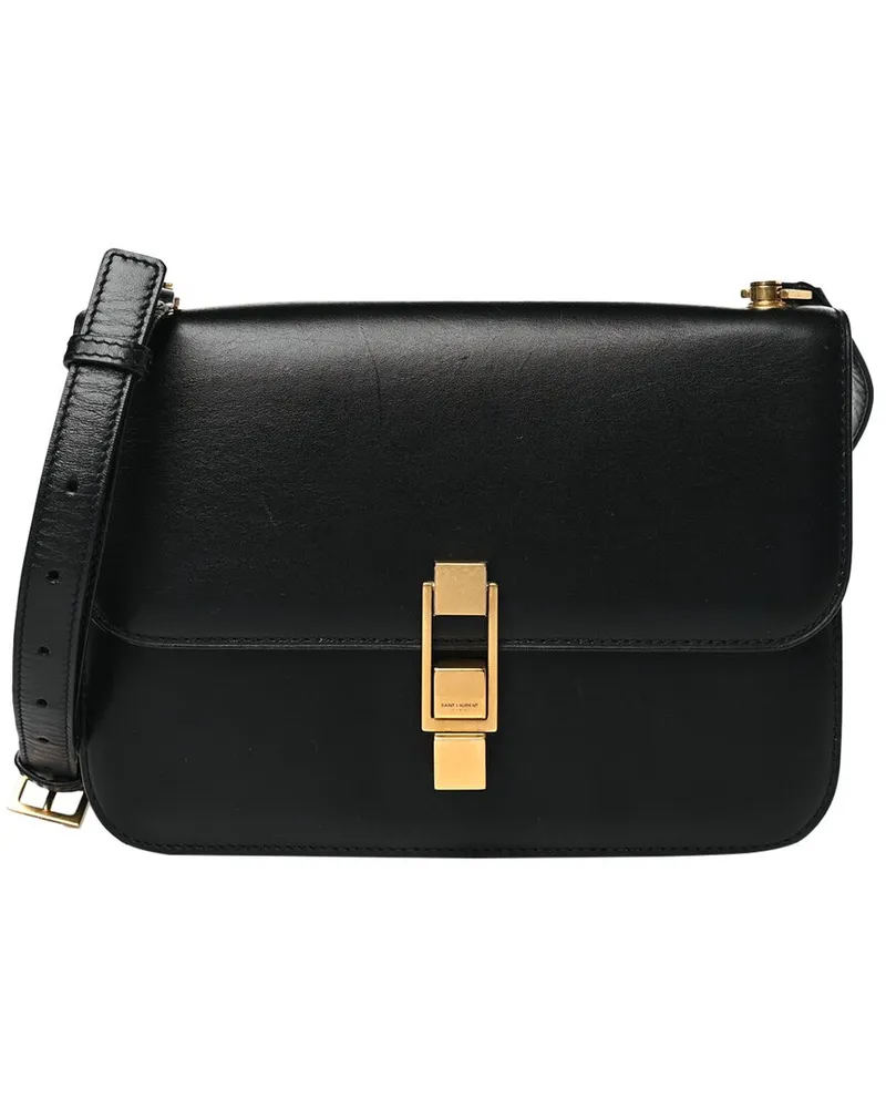 Saint Laurent Black Smooth Calfskin Leather Carre Satchel (Authentic Pre-  Loved Nocolor