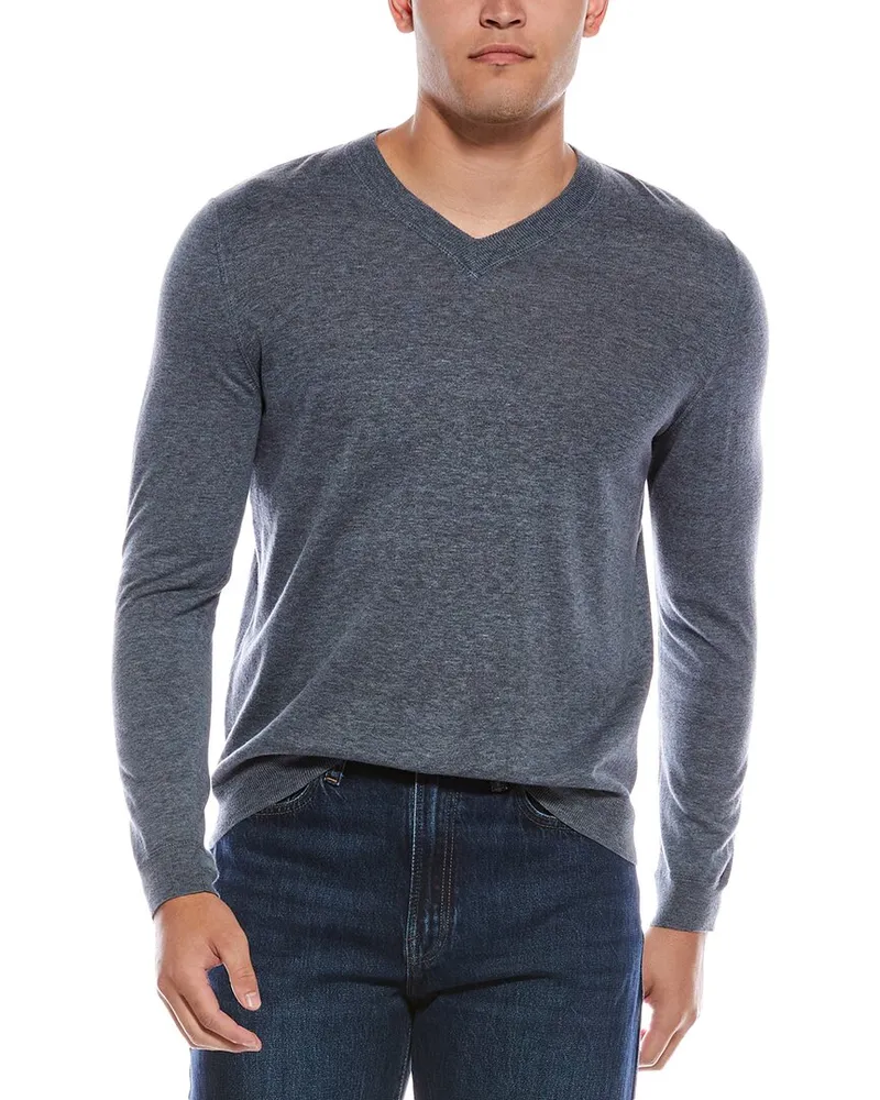 Autumn Cashmere Coverstitch V-neck Sweater Blue