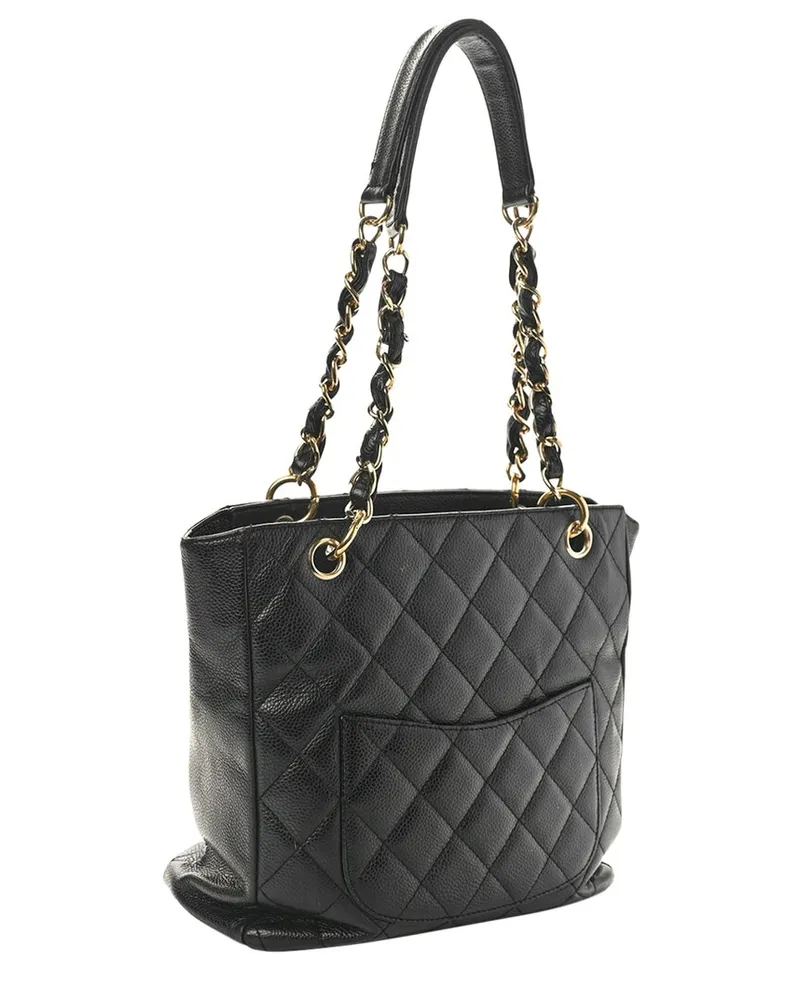 Chanel Black Caviar Leather Petit Shopping Tote GHW (Authentic Pre-Loved Nocolor