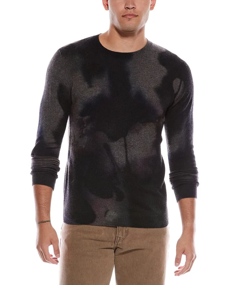 Autumn Cashmere Ink Blotch Print Cashmere Crewneck Sweater Purple