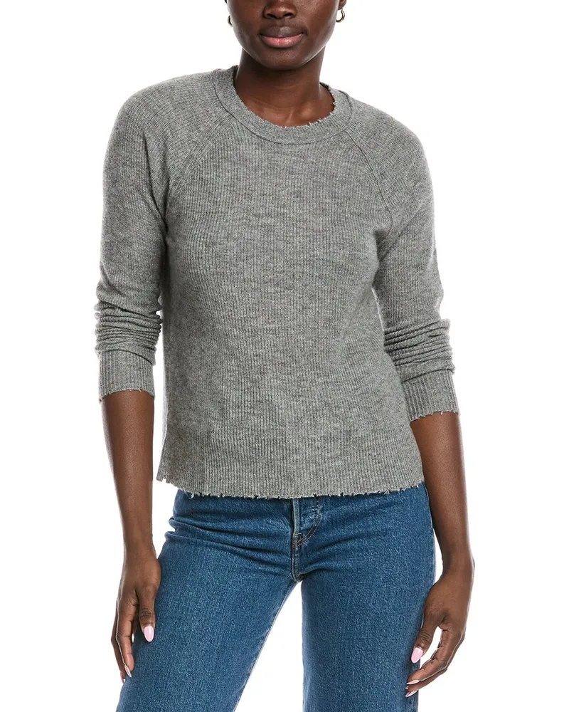 Autumn Cashmere Raw Edge Cashmere & Silk-Blend Sweater Grey