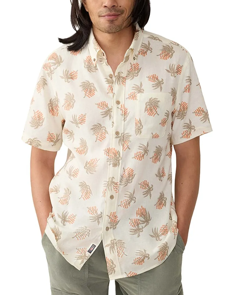 Faherty Breeze Linen-Blend Shirt Green