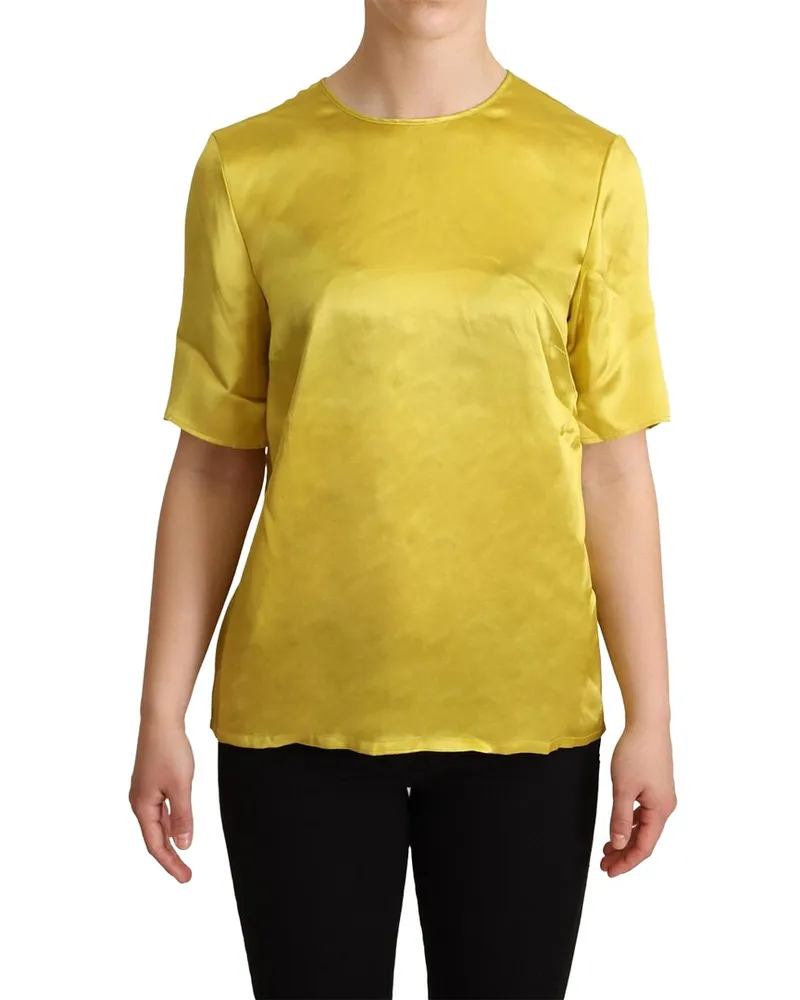 Dolce & Gabbana Silk T-Shirt Yellow