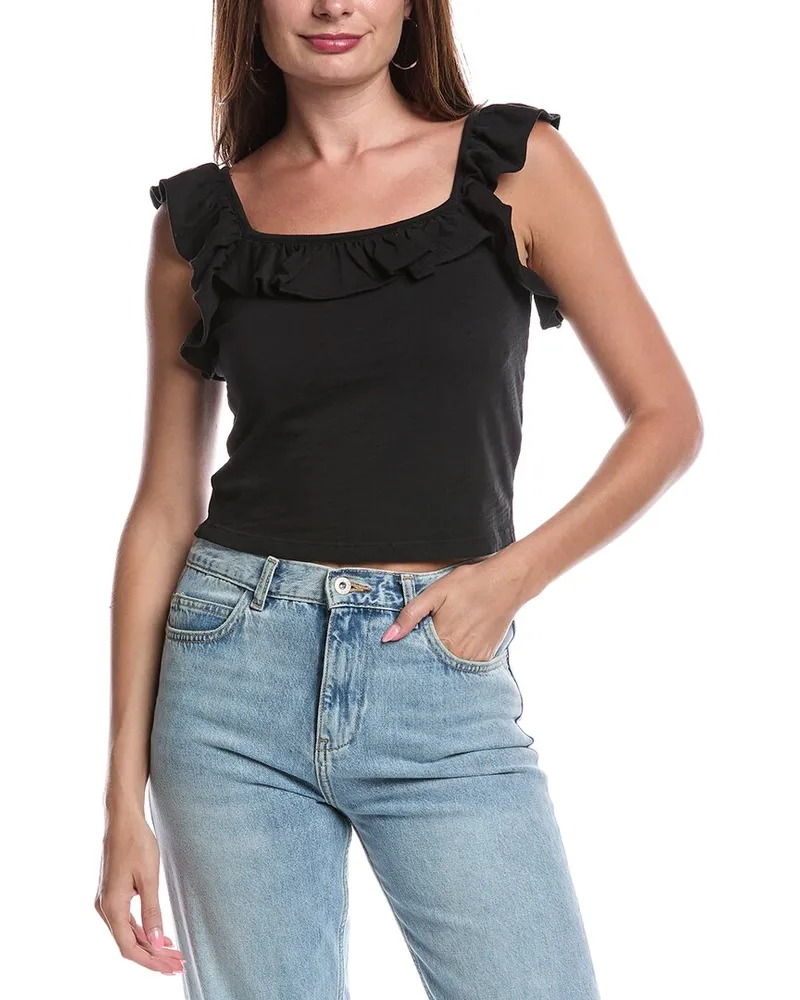 Nation Ltd Rosa Solid Ruffle Top Black