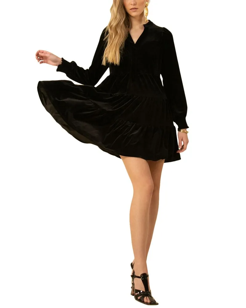Hale Bob Tiered Velvet Dress Nocolor