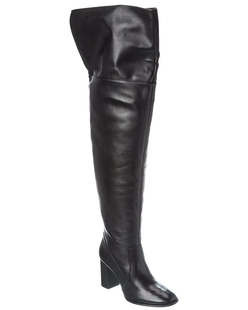 Schutz Terrance Block Leather Over-The-Knee Boot Black