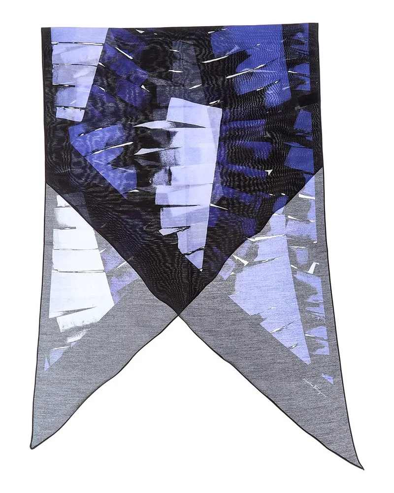 Ferragamo Silk-Blend Scarf Blue