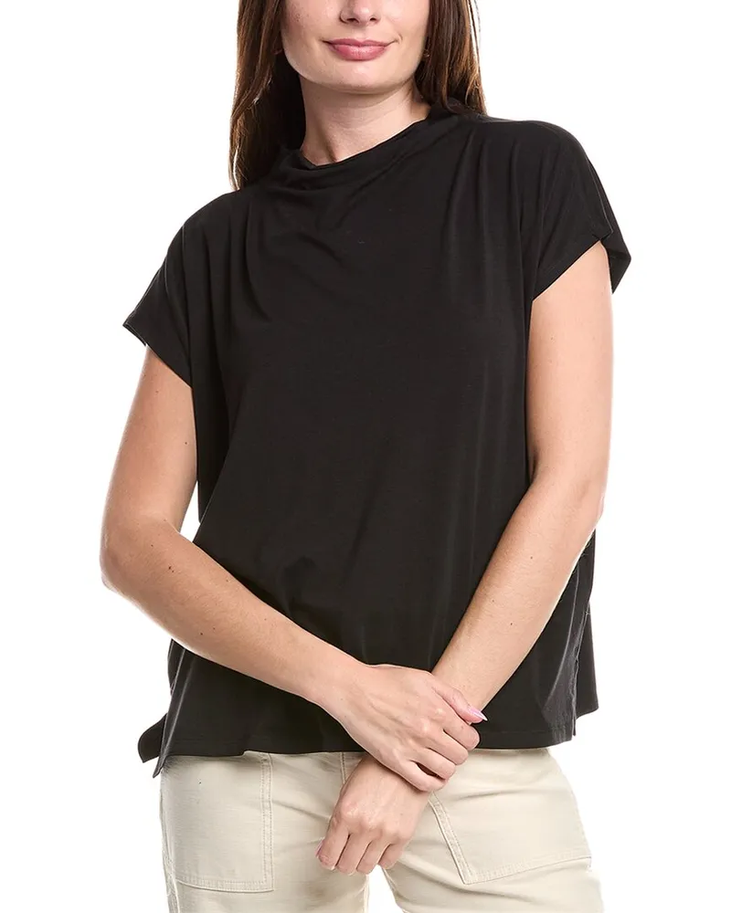 Eileen Fisher Funnel Neck Square Top Black