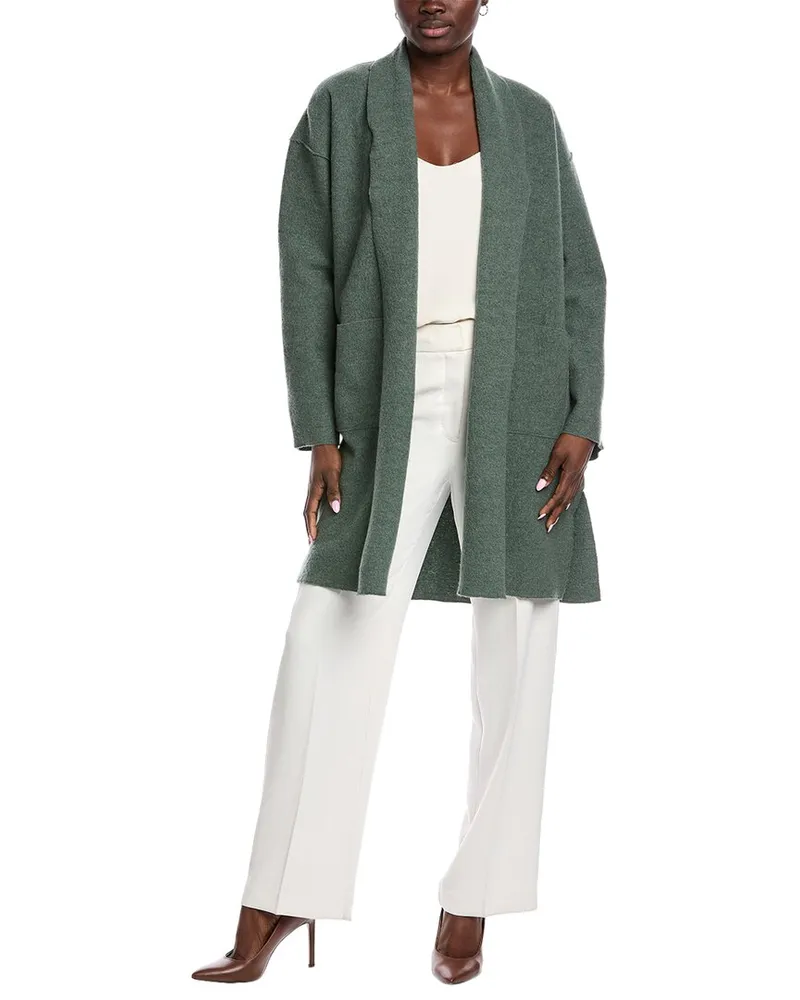 Eileen Fisher Petite High Collar Wool Coat Nocolor