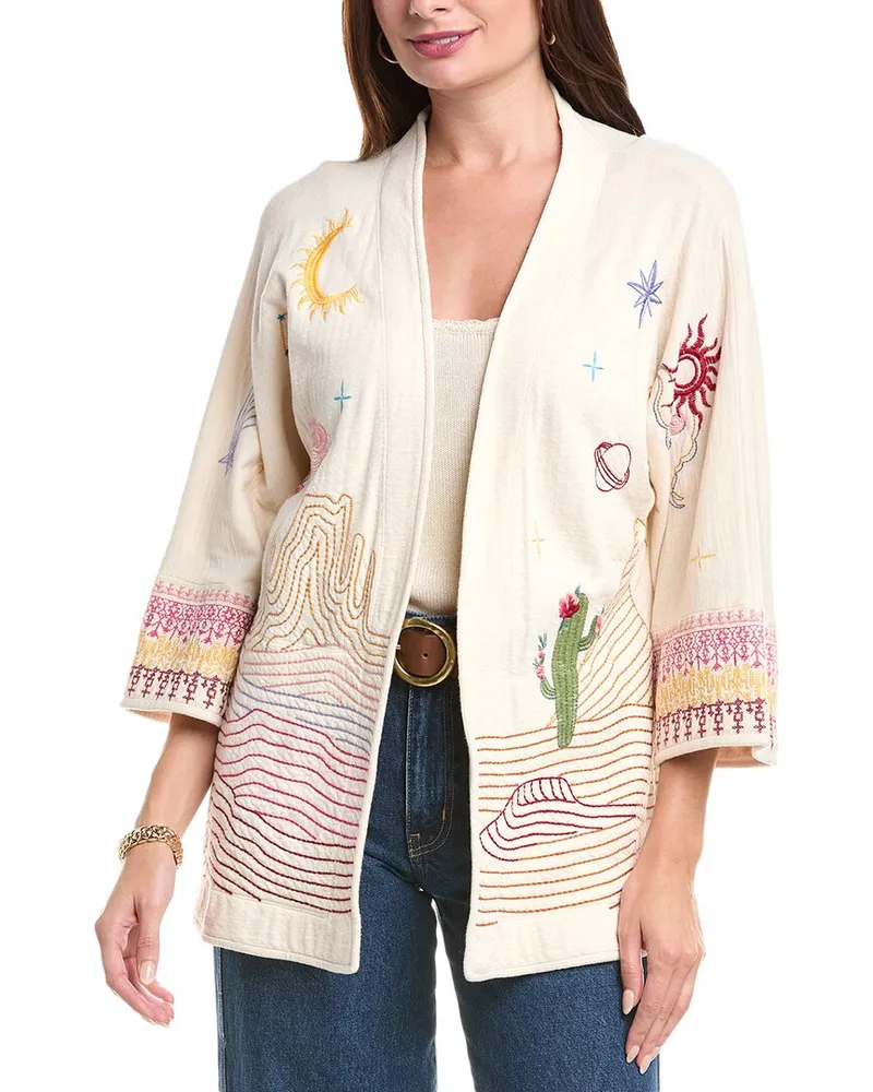 Johnny Was Biya Short Kimono Beige