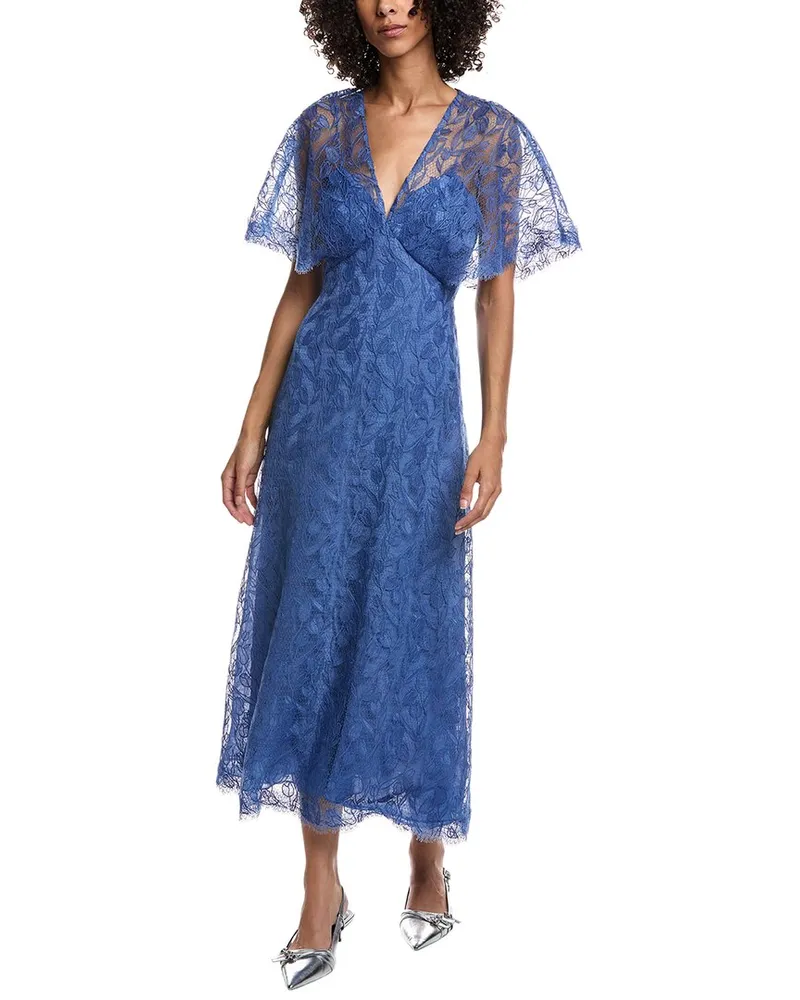 Lela Rose Tulip Lace Midi Dress Blue