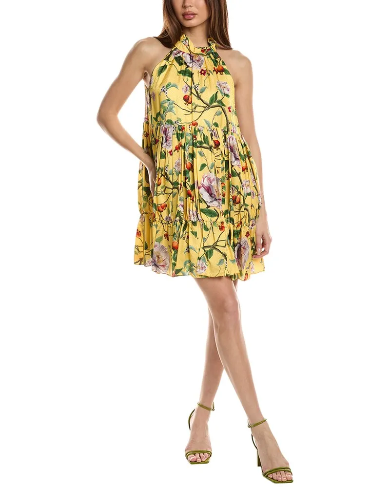Borgo De Nor Maggie Silk-Blend Mini Dress Yellow