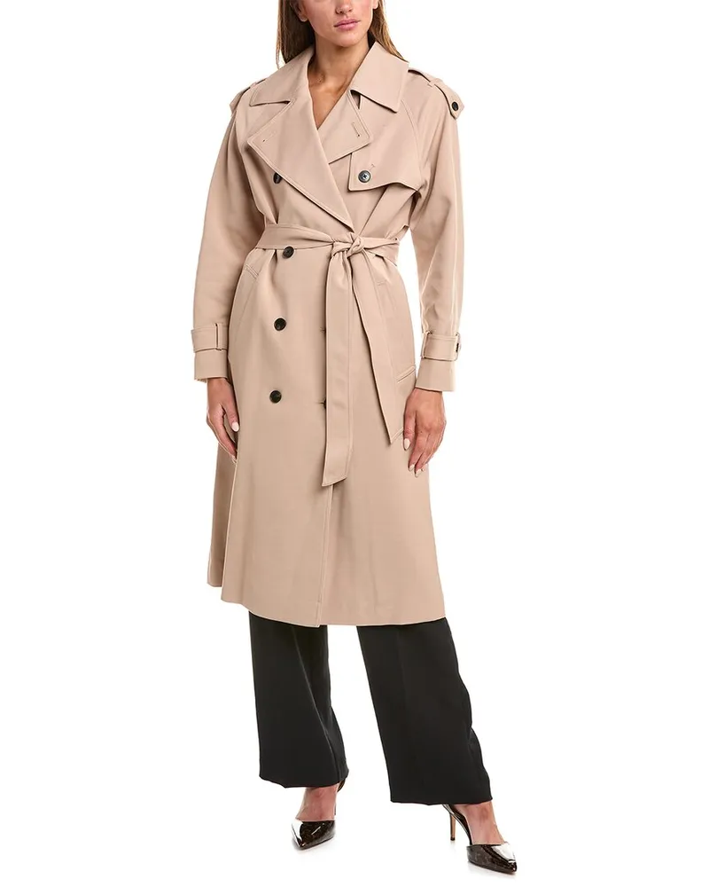 Reiss Daria Wool-Blend Trench Coat Beige