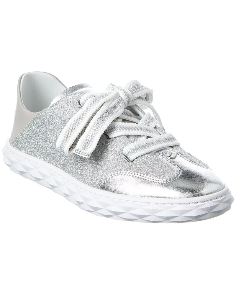 Jimmy Choo Diamond Light Flex/F Glitter & Leather Sneaker Silver