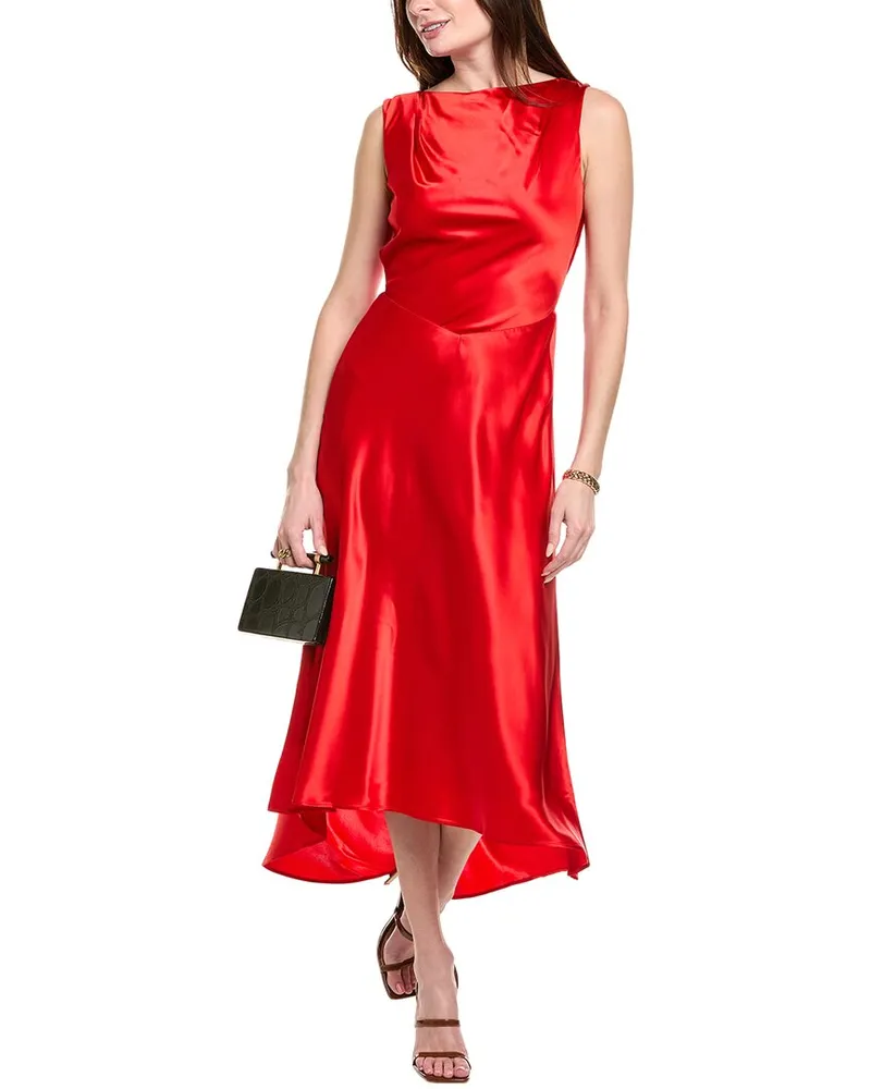 Saloni Silk-Blend Maxi Dress Red
