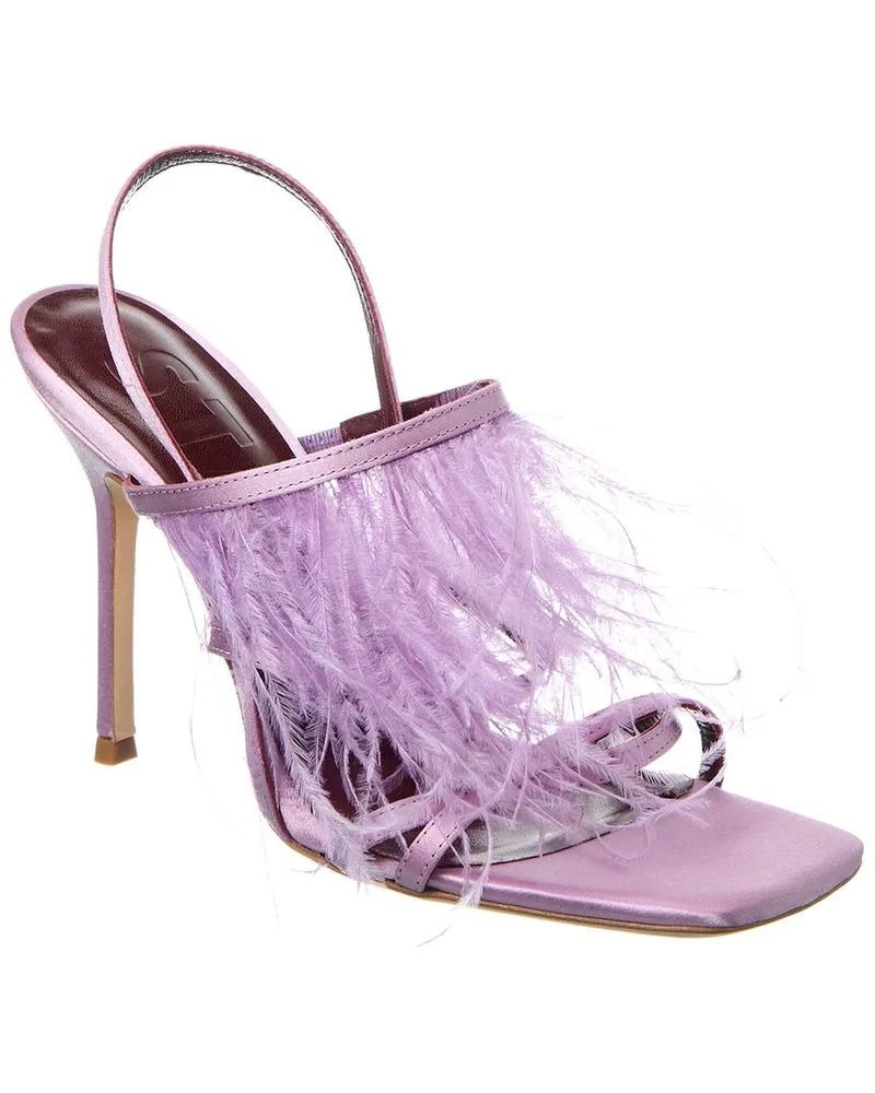 STAUD Anise Feather Satin Slingback Sandal Purple