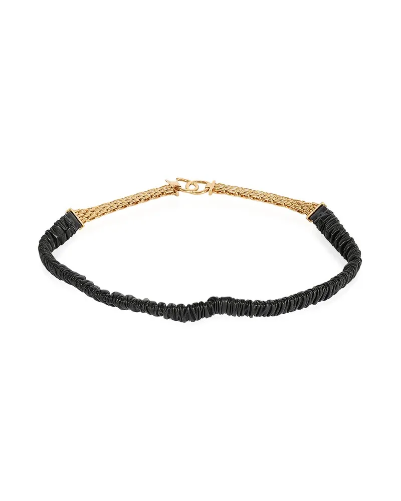 Chanel Black Elastic Lambskin & Gold Chain CC Belt, Size 80 (Authentic Pre-Loved Nocolor