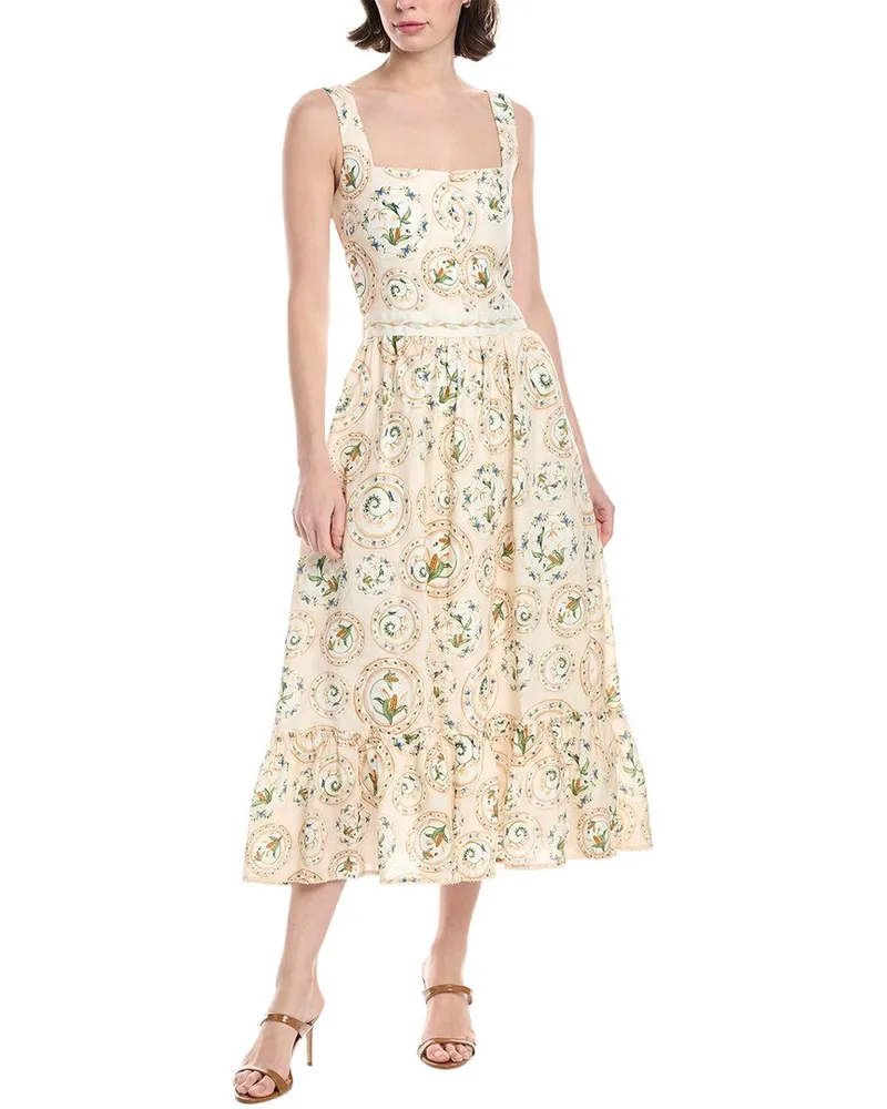 AGUA BENDITA Menaje Linen Maxi Dress White