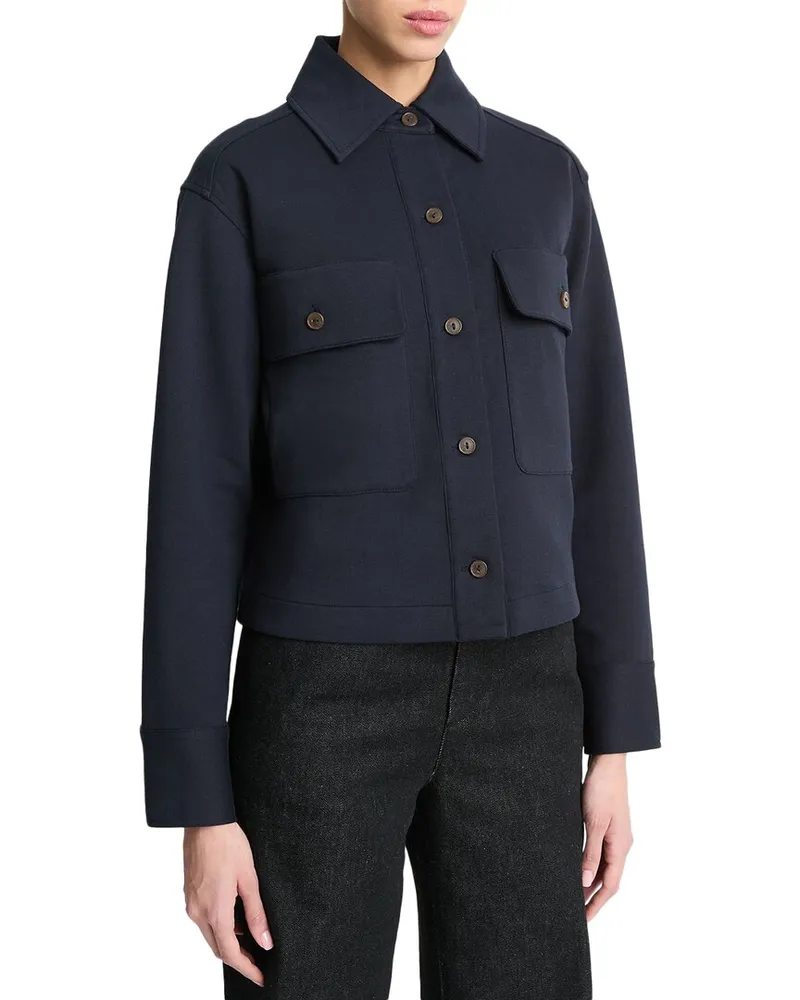 Vince Cropped Wool-Blend Jacket Blue