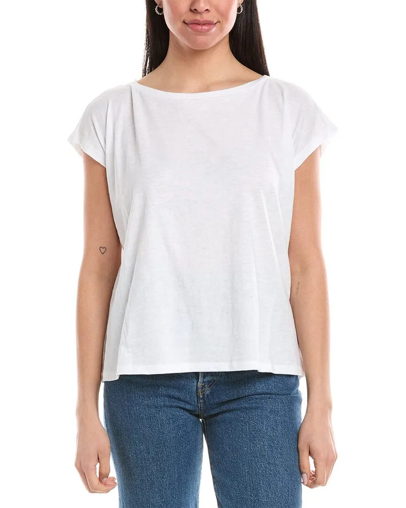 Eileen Fisher Bateau Neck Boxy Top White