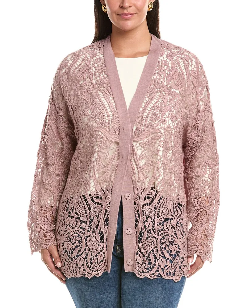 Marina Rinaldi Plus Fonte Wool-Blend Cardigan Nocolor