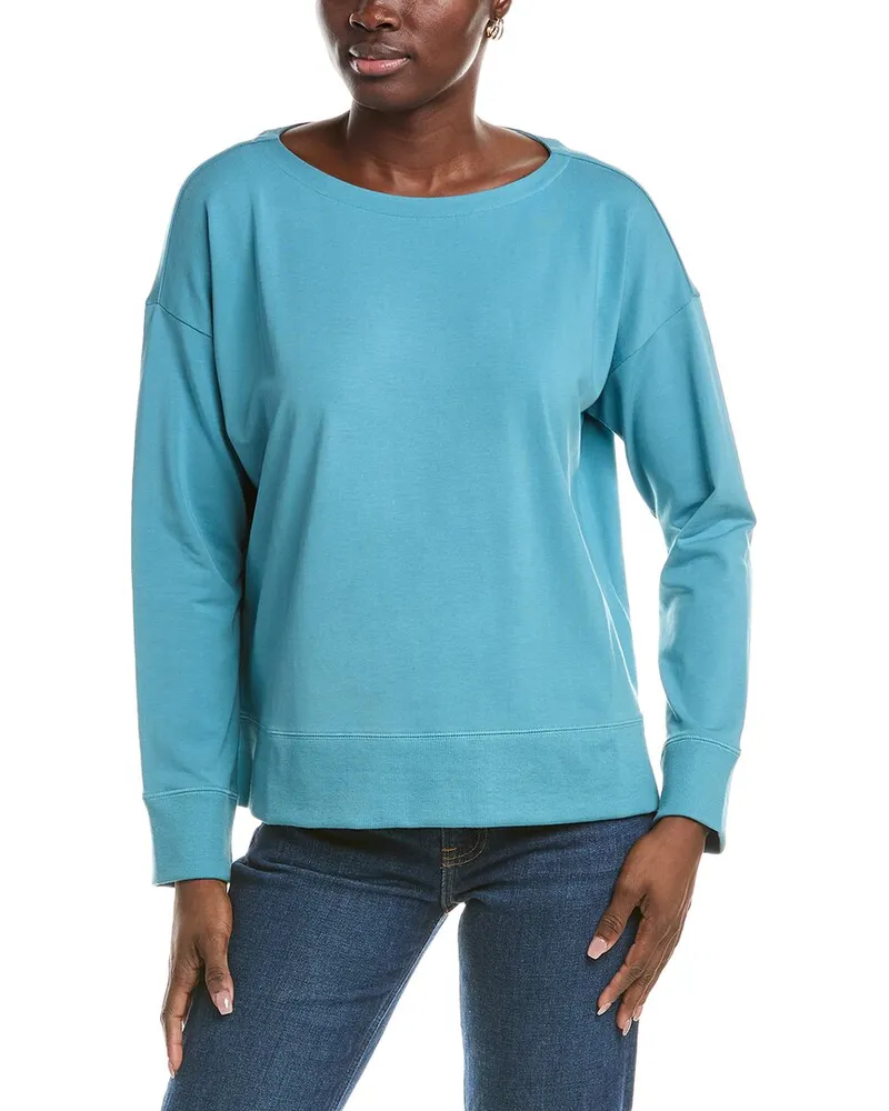 Eileen Fisher Bateau Neck Top Blue