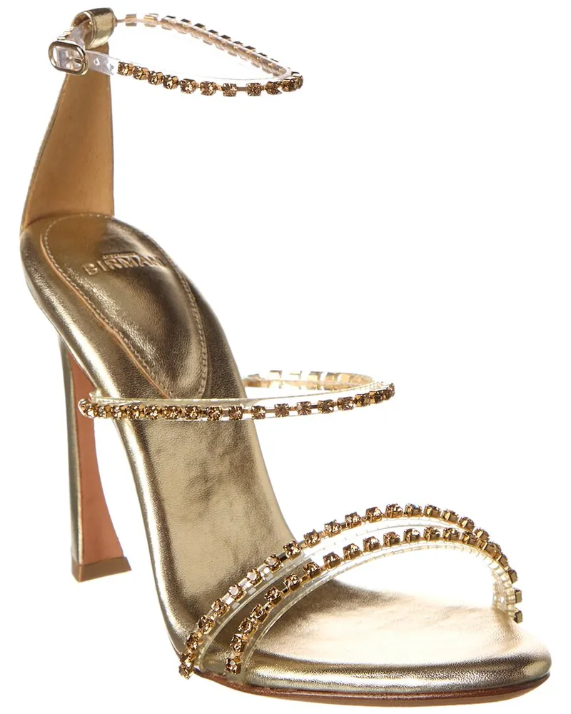Alexandre Birman Dolores 100 Leather & Vinyl Sandal Gold