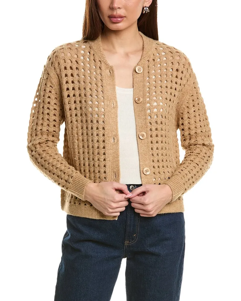 Vince Camuto Open Knit Cardigan Brown