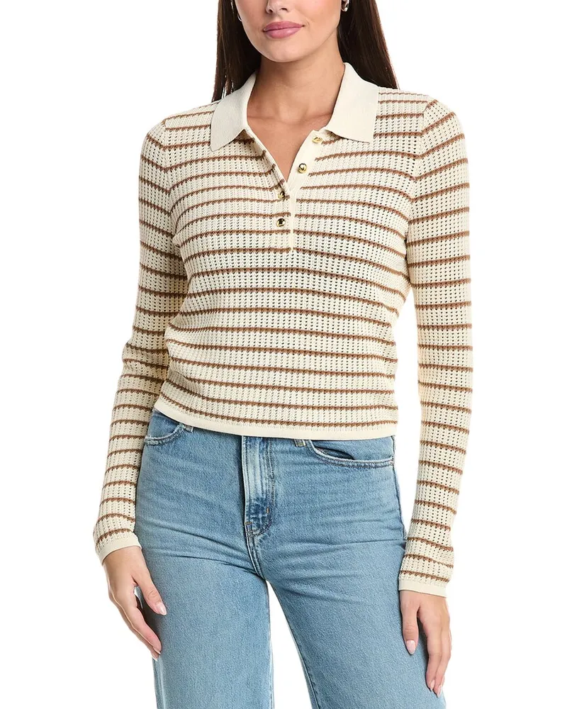 Rag & Bone Viola Stripe Polo Sweater White
