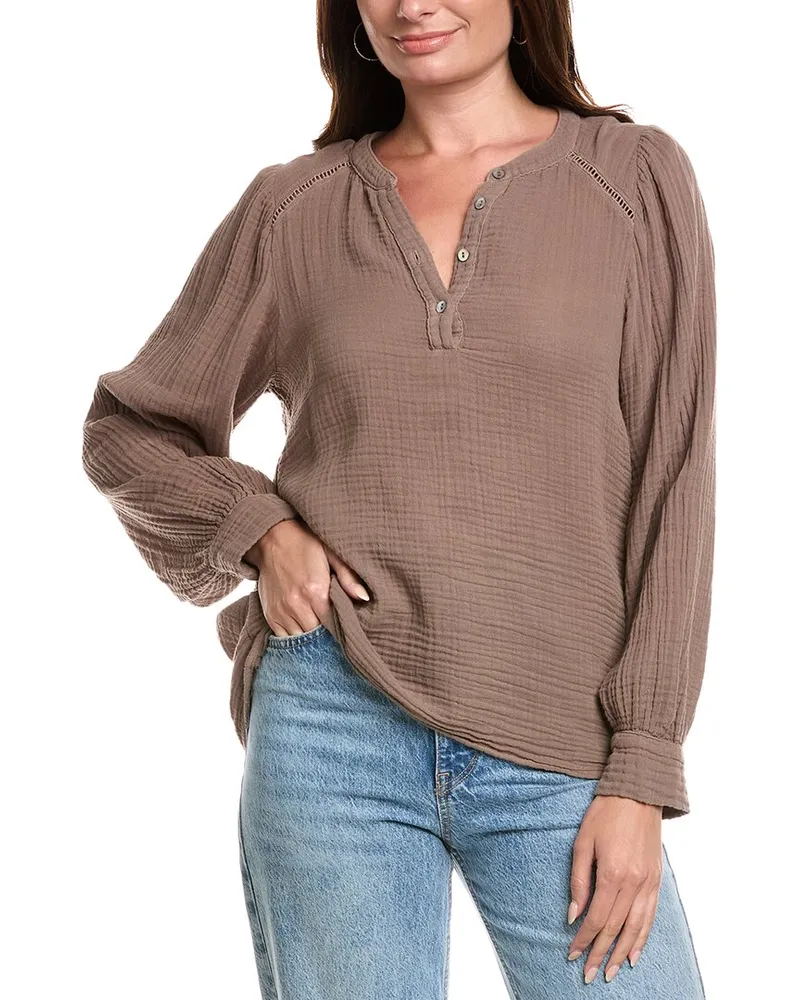 Michael Stars Kasey Peasant Top Brown