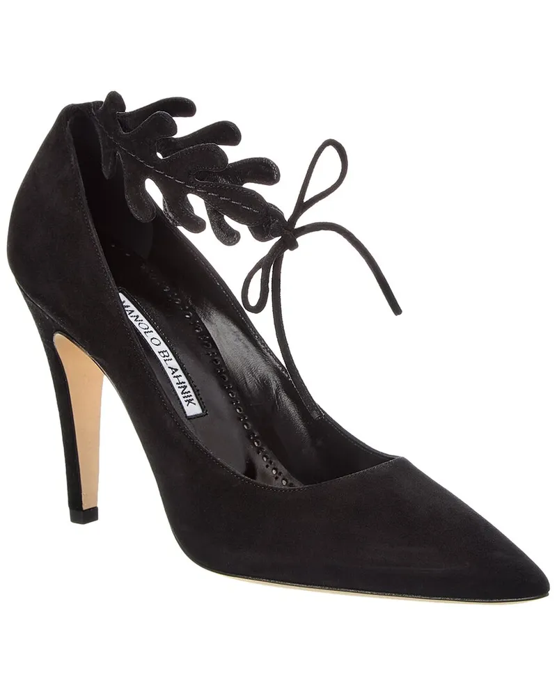 Manolo Blahnik Florettehi 105 Suede Pump Black