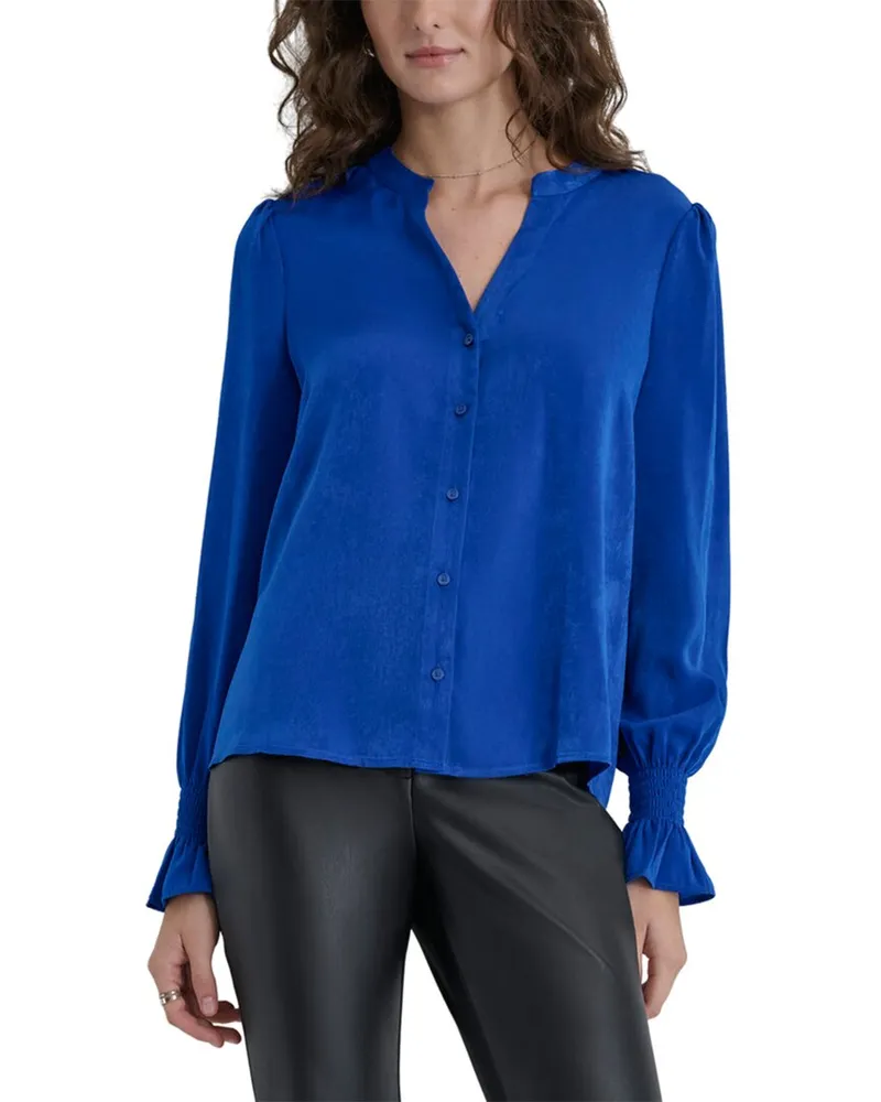 DKNY Split Neck Top Blue