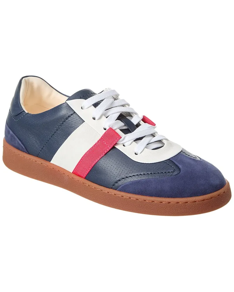 Ferragamo Garda Low Leather Sneaker Blue