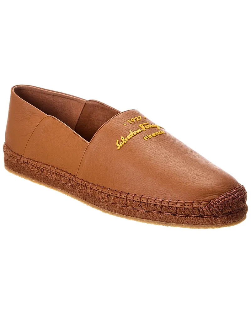 Ferragamo Gus Leather Espadrille Brown