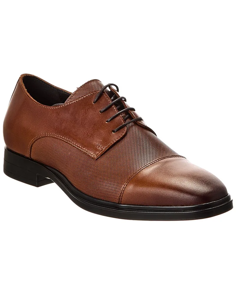 Karl Lagerfeld Cap Toe Leather Oxford Brown