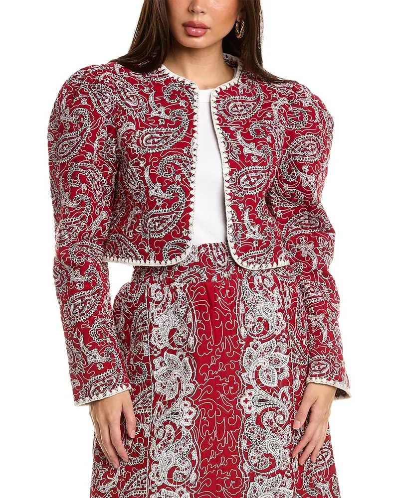 Sea Theodora Paisley Quilted Cropped Jacket Red