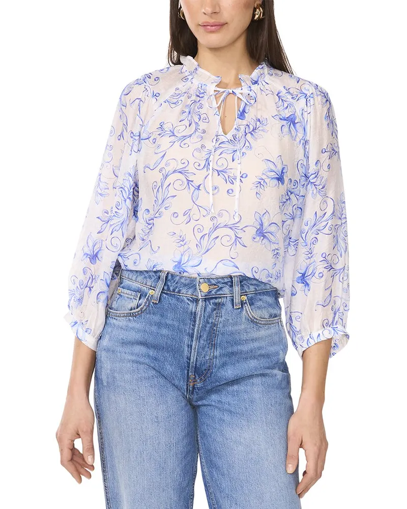 Vince Camuto Button-Up Tie Hem Blouse Nocolor