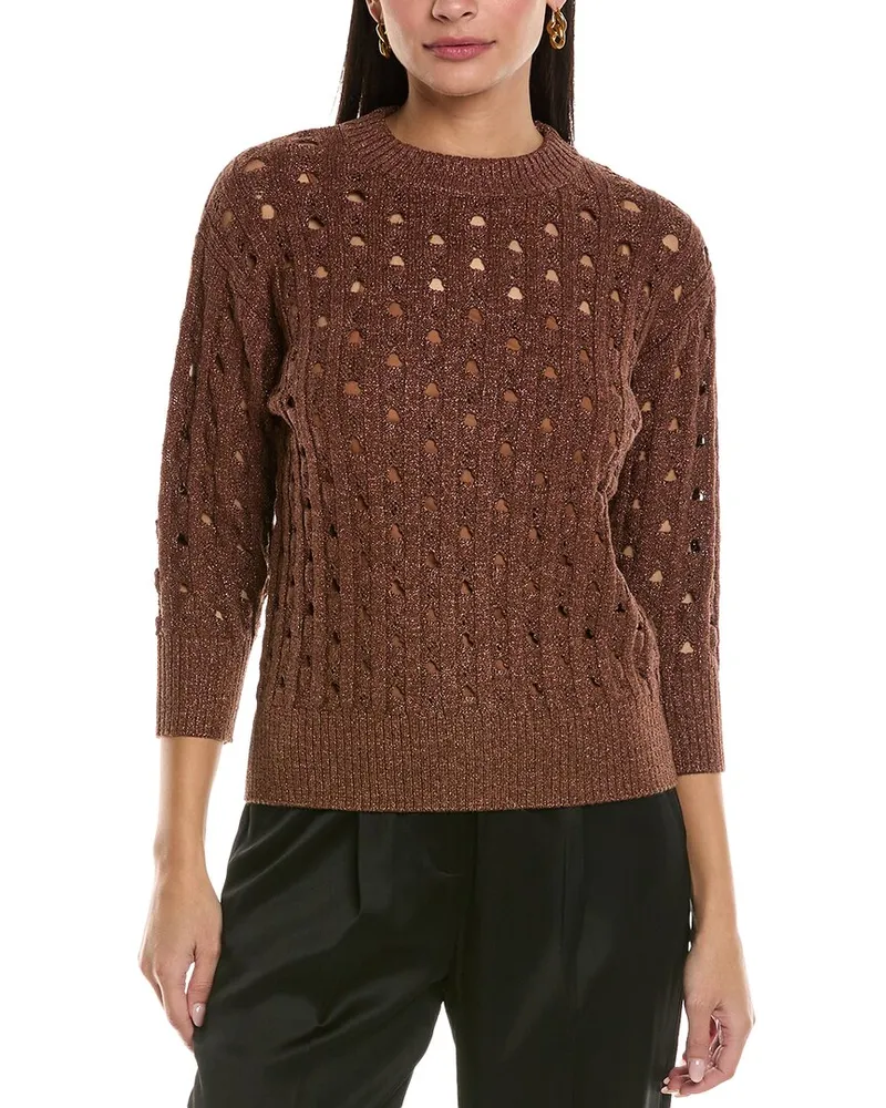 ST. JOHN Crochet Sweater Brown