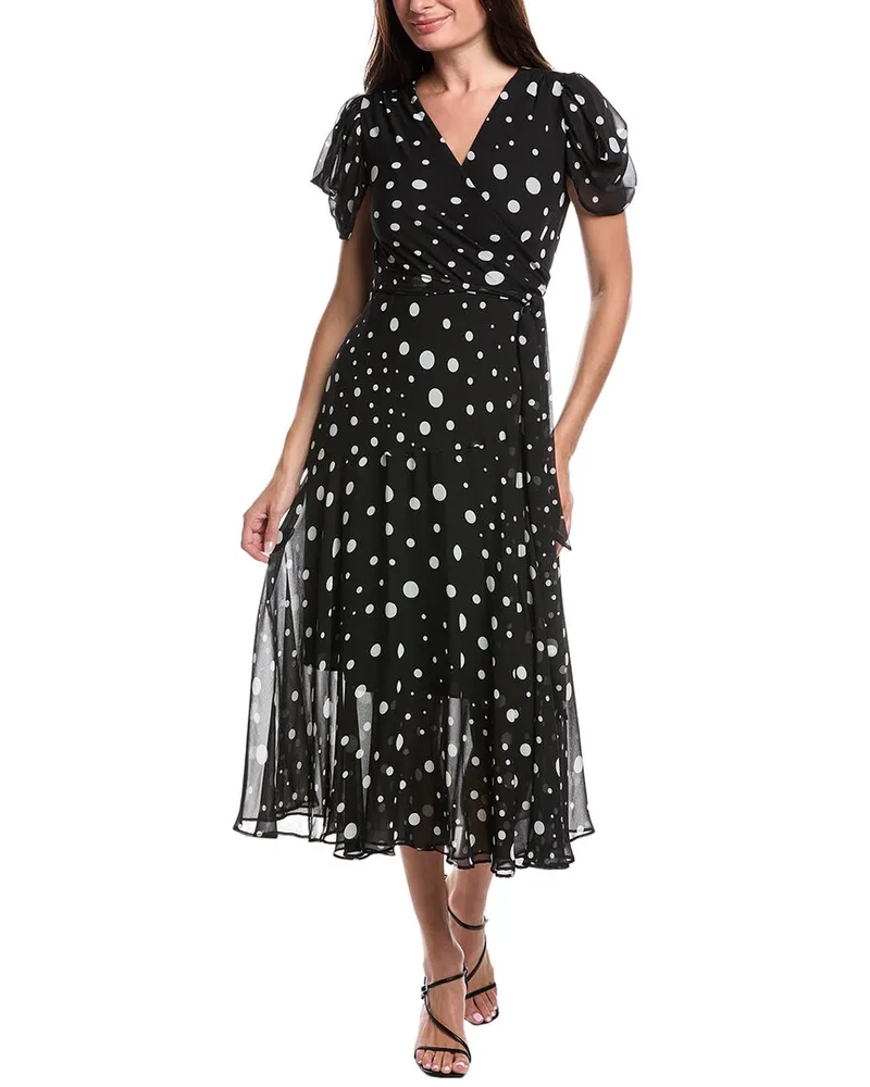 Joseph Ribkoff Flutter Sleeve Wrap Dress Black
