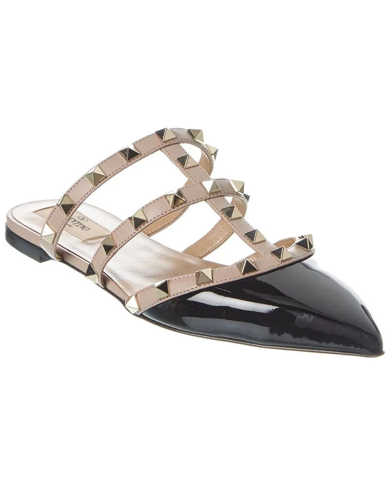 Valentino Garavani Rockstud Caged Patent Flat Black