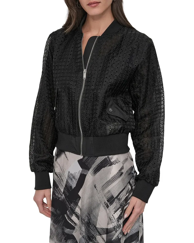 DKNY Circle Eyelet Organza Jacket Black