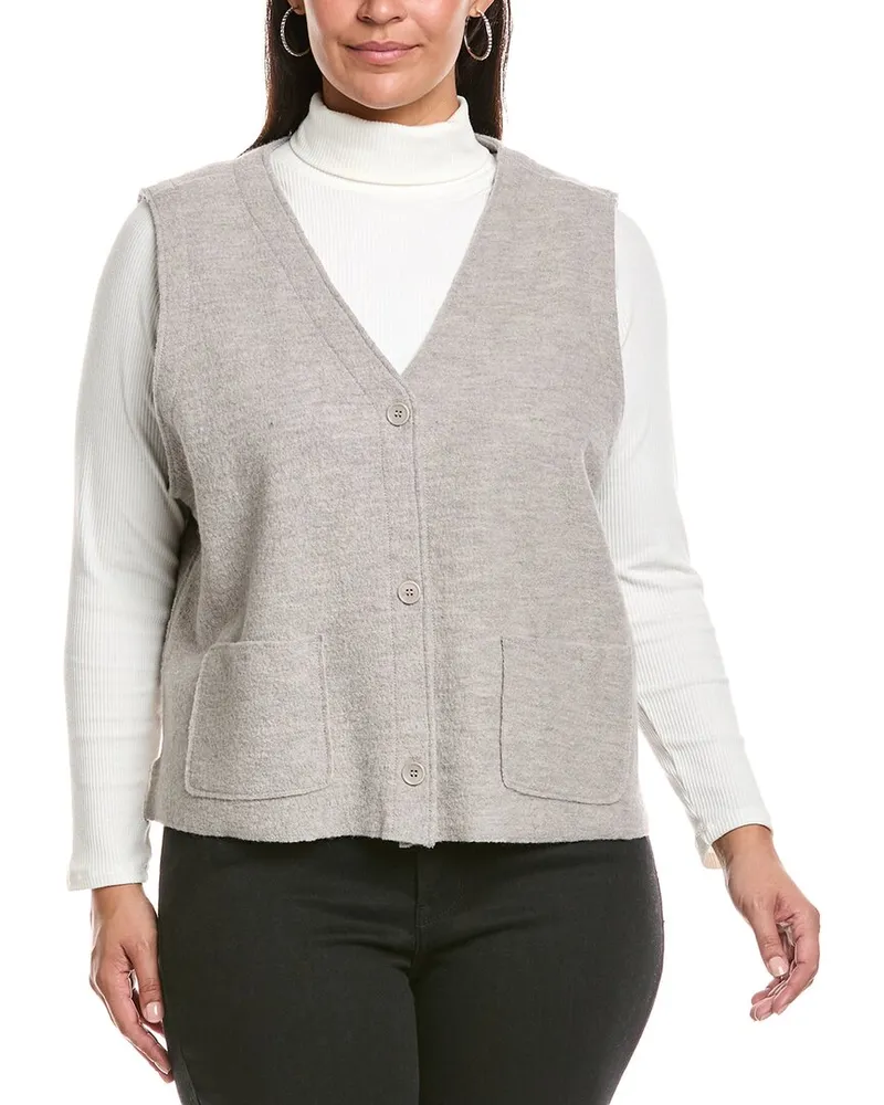 Eileen Fisher Plus Wool Vest Tan