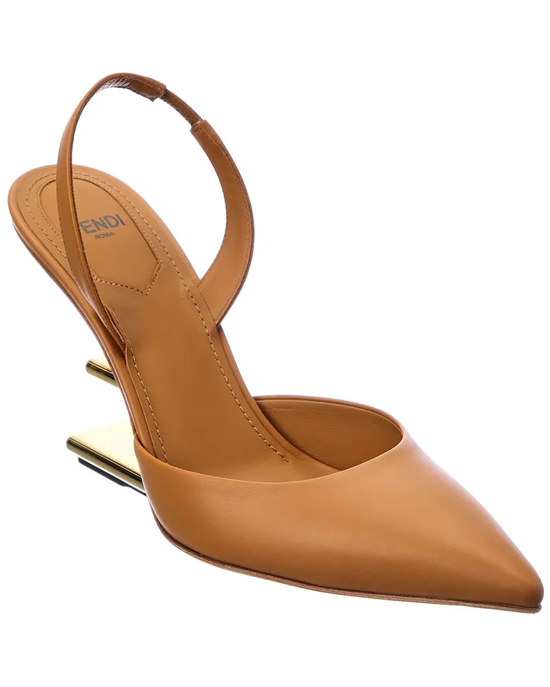 Fendi First Leather Slingback Pump Brown