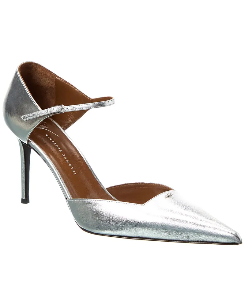 Giuseppe Zanotti Raquel 85 Leather Pump Silver