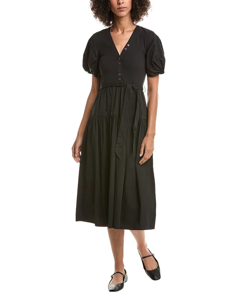 Derek Lam Natalia Mixed Media Dress Black