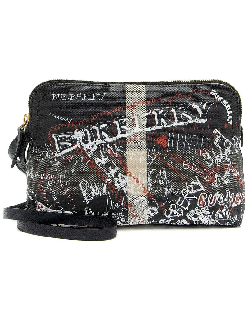 Burberry Black Leather Mega Check Doodle Pouch (Authentic Pre-Loved Nocolor