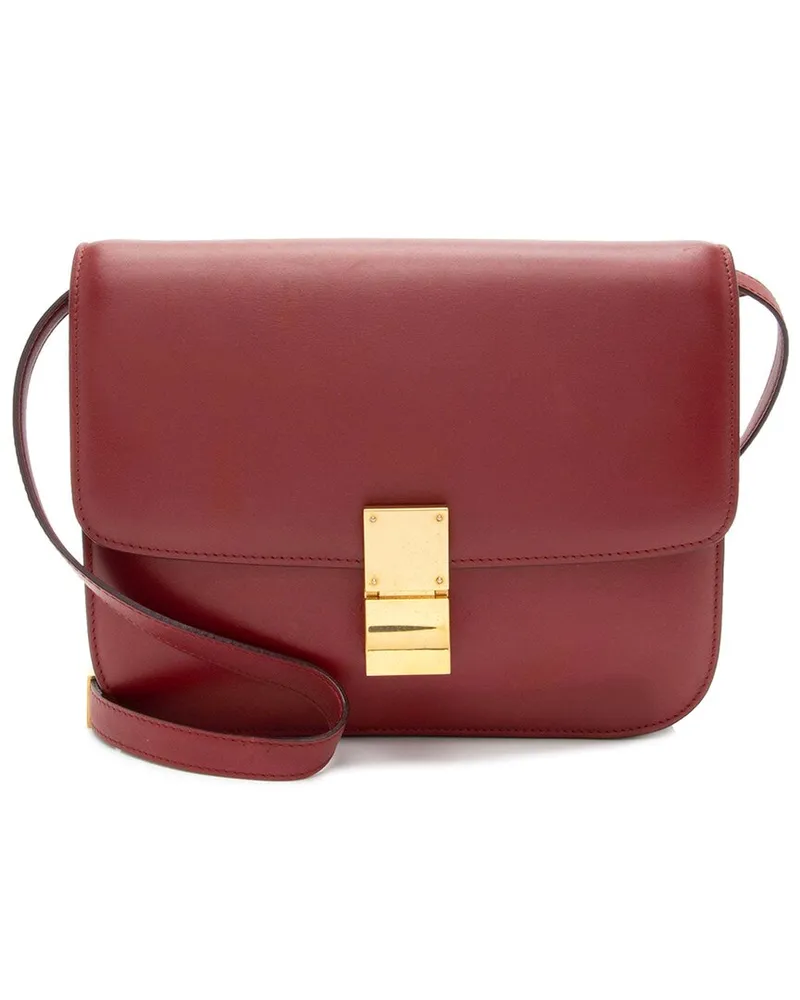 Celine Red Calfskin Classic Medium Box Bag (Authentic Pre-Loved Nocolor