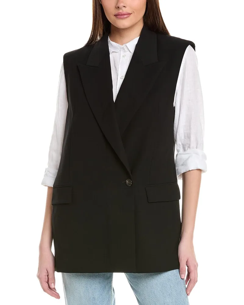 Reiss Thea Long Line Waistcoat Black