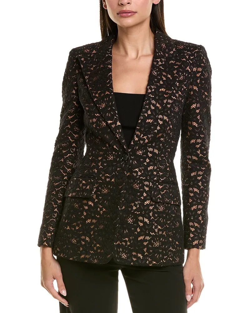 Michael Kors Cord Floral Lace Georgina Silk-Lined Blazer Black