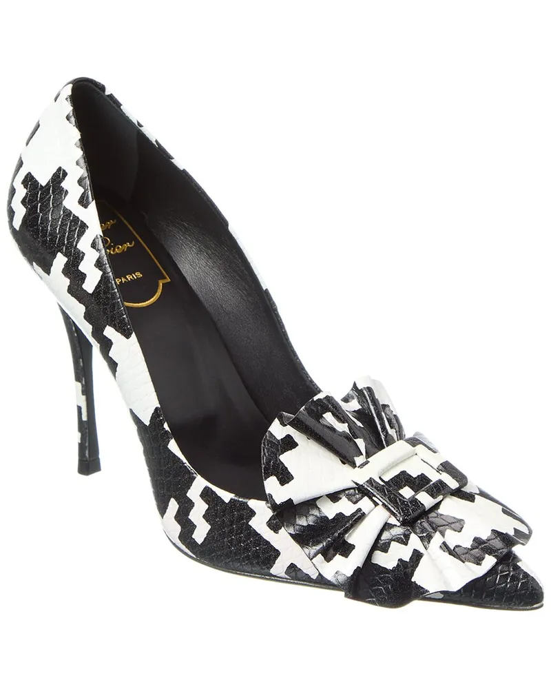 Roger Vivier Dec Frilly Embossed Leather Pump Black